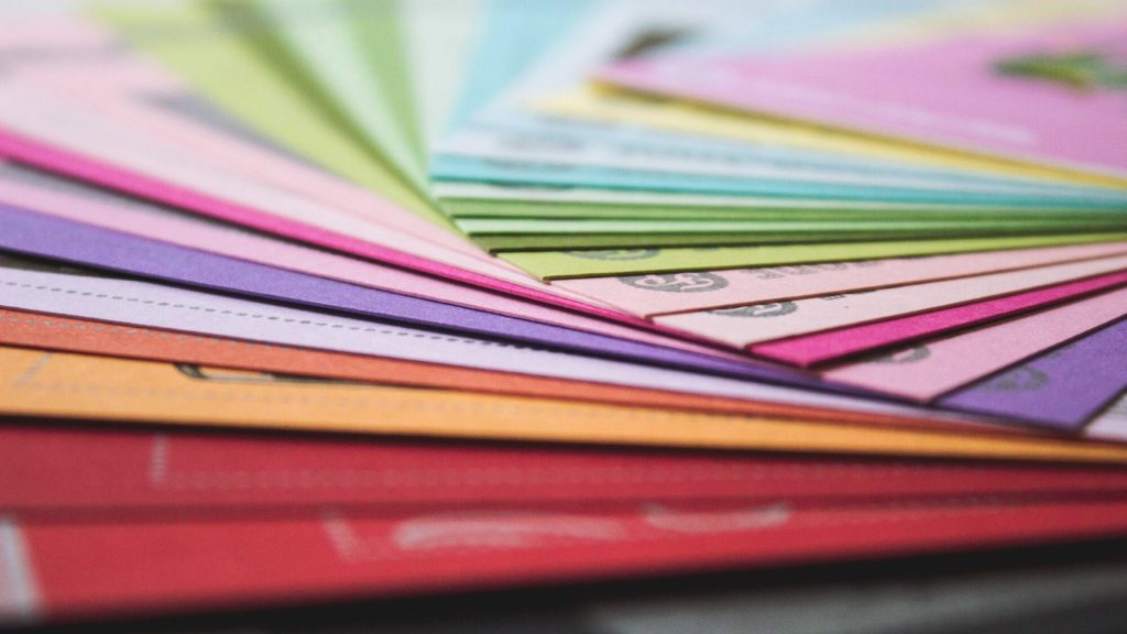 Sheets of coloured paper